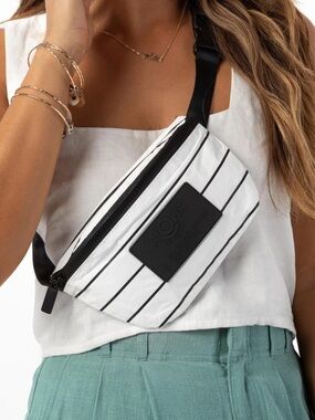 ALOHA collection Mini Hip Pack — black on white pinstripes
